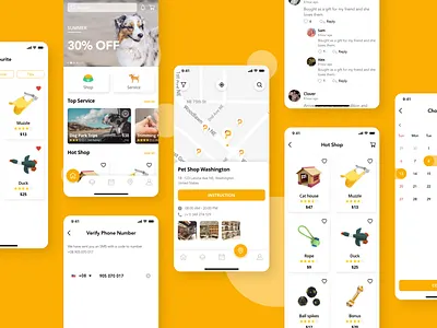 Pedoz - Pet Service App UI Kit app booking design pet search ui ui design uiux ux xd design