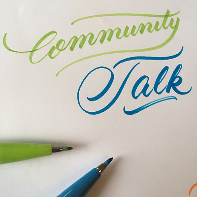 Community Talk brush flourishes lettering