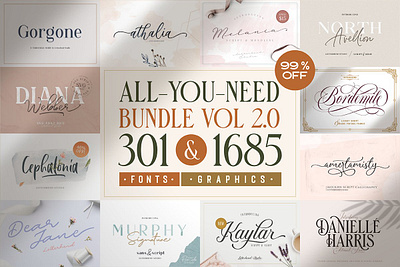 301 fonts and 1685 graphics branding branding design font font awesome font bundle font design font duo font family fonts