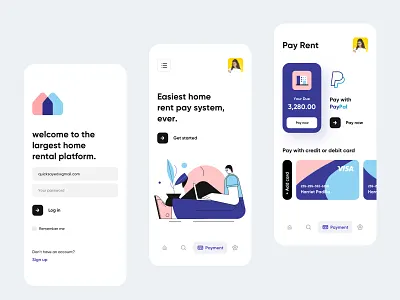 Accomodate - Rental home finder mobile application UI app branding colorful dashboard design directory finder home hotels house housing illustration logo minimal payments paypal rent search ui ux
