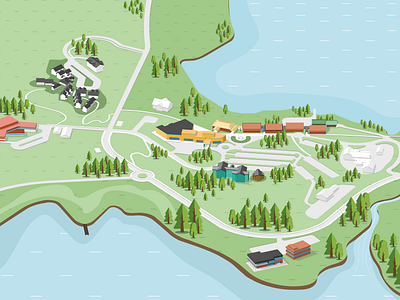 Alaska Southeast University 3d map alaska architecture art buildings campus design flat illustration illustrator map maps photoshop university vector