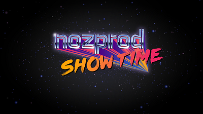 Nozprod's Show Time - Stream title branding chrome design illustration logo retro retrowave typography vector