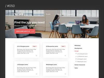Daily UI Challenge #050 dailyui design job job listing sketch ui ux web website