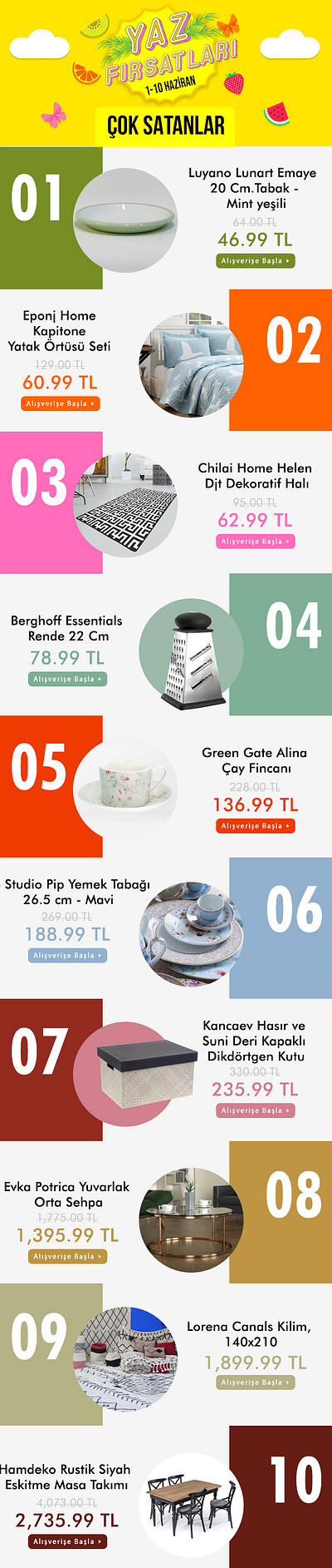 Çok Satanlar Newsletter bestseller design newsletter