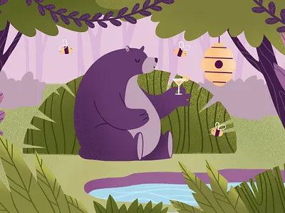 Summer adventures animal animals bear character design design studio digital art digital painting forest graphic design illustration illustration art illustrations nature summer illustration summertime ui vector