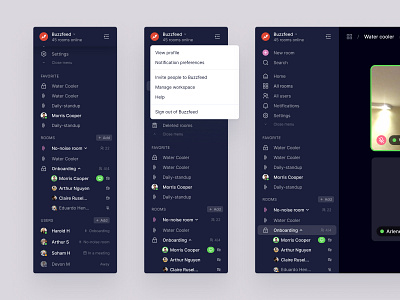 Navigation – Samespace app product product product design product ui room rooms saas screensharing startup ui video video conference video conferencing voice voice call voice chat walkie talkie web app zoom