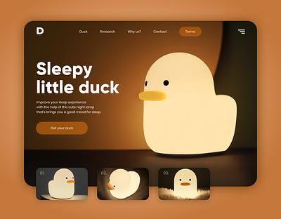 Sleepy Little Duck night lamp UI branding concept design dribbble interface product ui uiux design uiuxdesign ux web design website