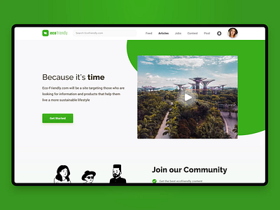 Ecofriendly.com Landing Page activity feed articles clean community design footer design illustration landing design landing page newsletter design ui ux website website design