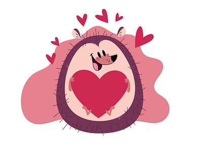 Cartoon Hedgehog 2d adobe art arte arte digital cartoon character digital art digital illustration illustration illustrator love personagem valentines day