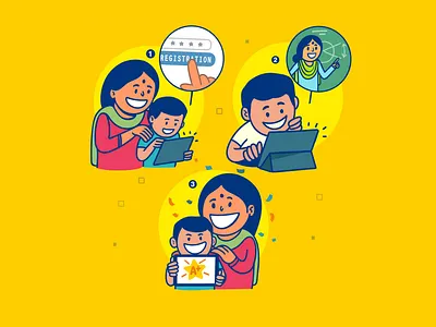 app illustrations app branding design editorial illustration education emoji event expression flat font graphic design illustration indian kids mascot satishgangaiah stickers vector visual design