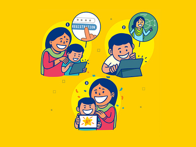 app illustrations app branding design editorial illustration education emoji event expression flat font graphic design illustration indian kids mascot satishgangaiah stickers vector visual design