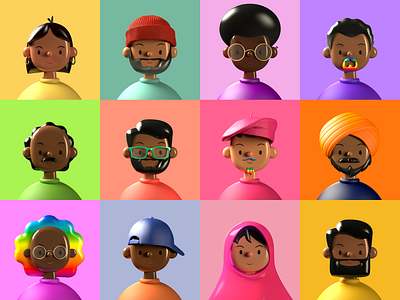 Toy Faces Library | 3D Illustration | 3D Avatars 3d 3d illustration avatar avatar design avatar icons avatars cinema4d download freebie illustration mobile ui portrait pride profile ui uifaces ux