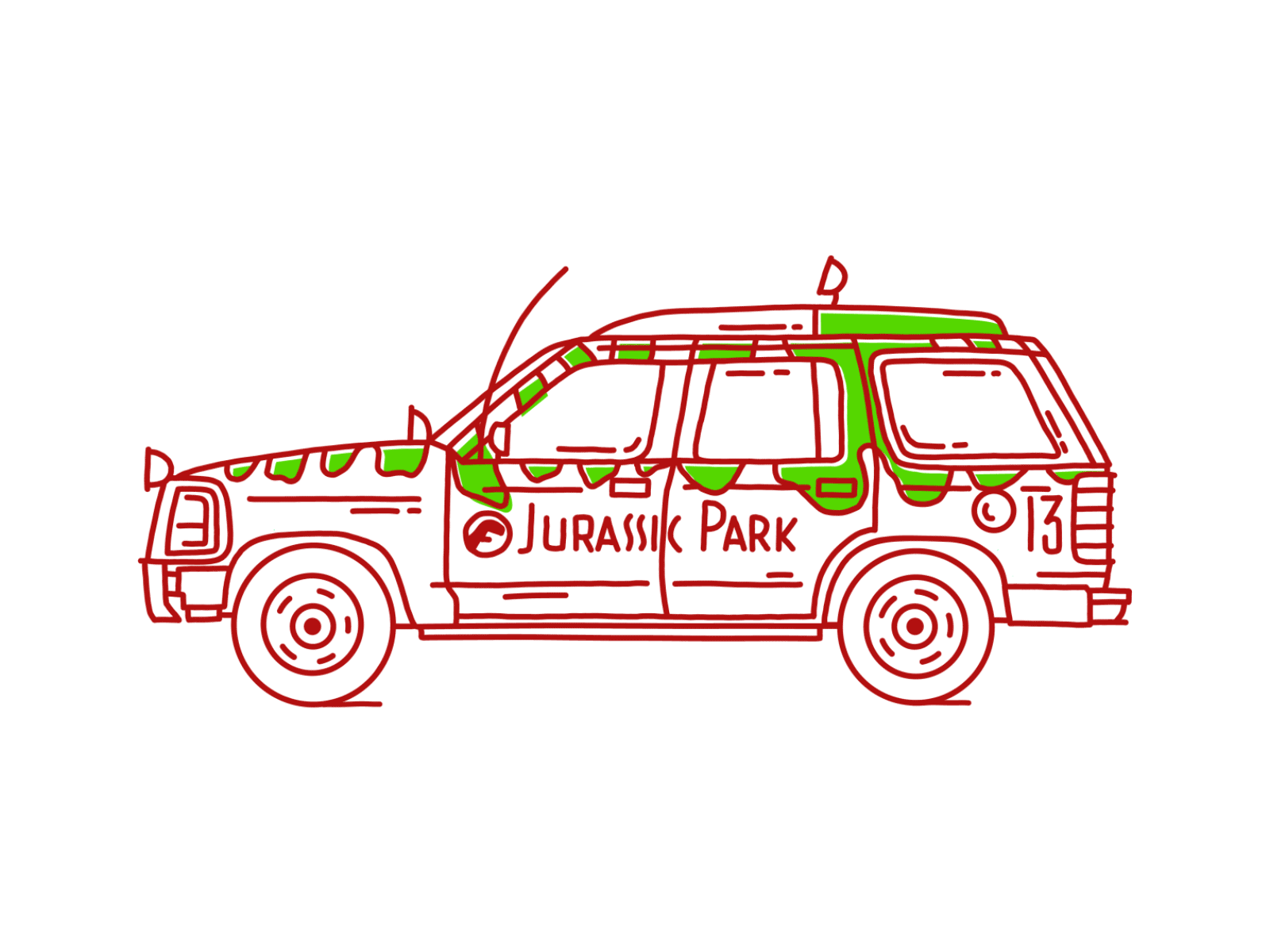 Jurassic Park - Ford Explorer animation car design dinosaur graphic icon illustration jurassic park logo madebyanalogue motion vector