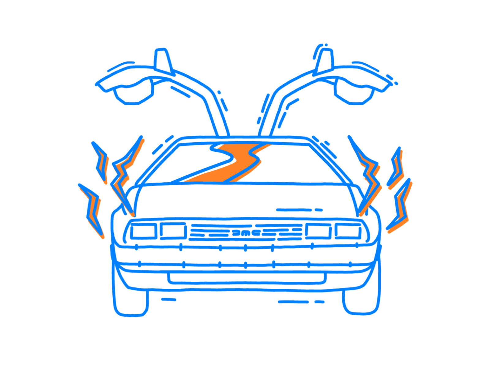 The Delorean animation back to the future badge car character graphic icon illustration logo madebyanalogue motion vector