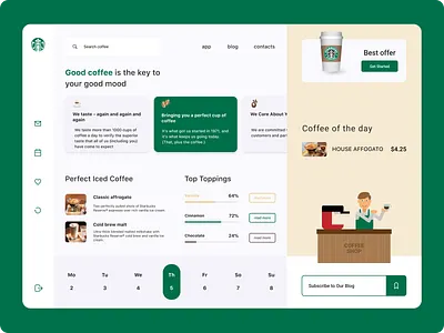 Dashboard - Starbucks Iced Coffee app application coffee coffee cup coffeeshop cold color design ice iced iced coffee illustration star bucks starbucks ui ui ux uiux ux vector