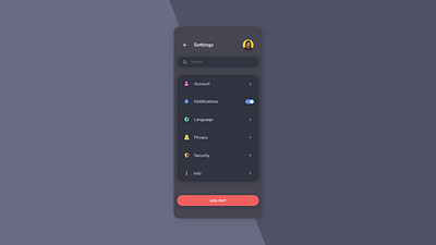 Daily UI 007 - Settings app dailyui design ui