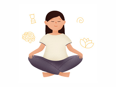 Calming you mind character design illustration textured illustration yoga pose zen