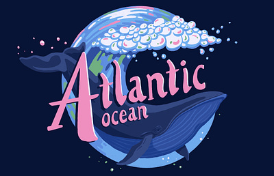 Atlantic Ocean conservation digital illustration digitalillustration drawing hand lettering illustration oceans planet earth procreate surf graphic surf style typography typography art whale