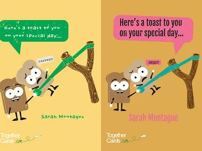 Here's a Toast To You... TogtherCards.com adobe illustrator art birthday birthday card card card design catapult characters design digital drawing funny graphic graphic design illustration illustrator slingshot toast toasts