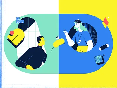 Well, hello there character design flat illustration photoshop shapes software house team