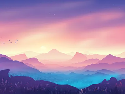 The Valley background gradient illustration landscape mountains nature sunrise