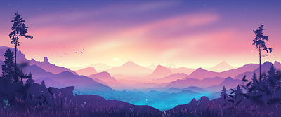 The Valley background gradient illustration landscape mountains nature sunrise