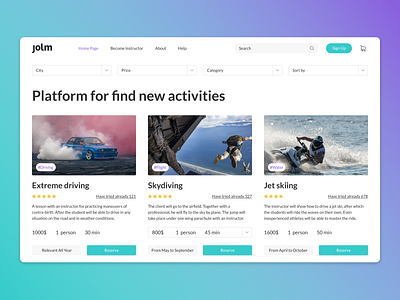 Marketplace for find new activities activities design desktop homepage marketplace ui ux