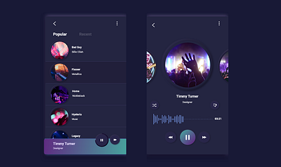 Music app app design ui uiux ux