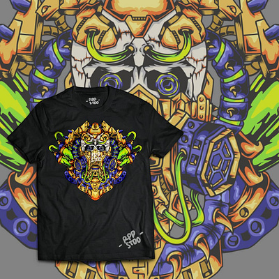 Skull-Mecha apparel art artforsale artoftheday artwork clothing clothing brand clothingline design designforsale flat flatdesign illustrasi illustration japanese rppstdo