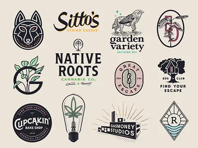 Logos brand brand design brand identity branding building cannabis cheese climb crest design garden illustration lettering logo logo design logotype river surf typography weed