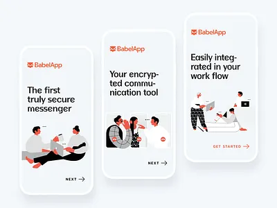 Illustration set for encrypted messenger character design digital illustration drawing encrypted graphic design graphics illustration logo messenger product design typography ui vector walk through