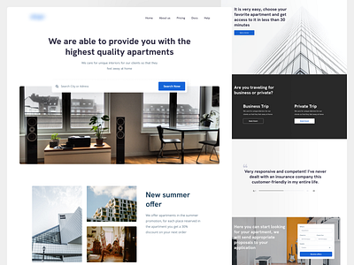 Real Estate - Apartments for days Landing Page app clean ui design minimal minimalism minimalist minimalistic real estate real estate agency real estate design real estate website services ui ui design ux web webdesign website website design websites