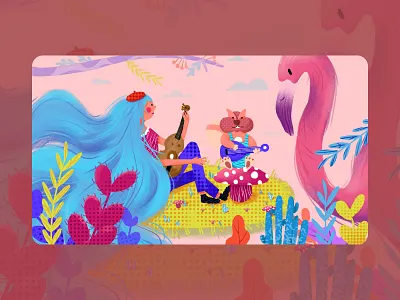 concert app design girl illustration squirrel typography ui ux web