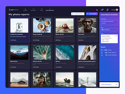 MyPhotos App Manager app blue branding clean concept dashboard dayli files gradient interface photo photography product ruby on rails storage ui ux webapp webdesign