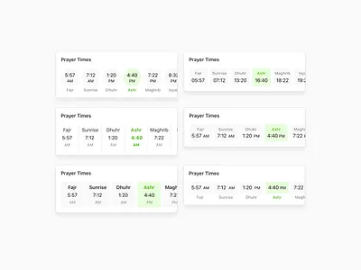 Prayer Times Widget UI Exploration app clock design flat interaction islam muslim muslims prototype shadow sketch time typography ui ux