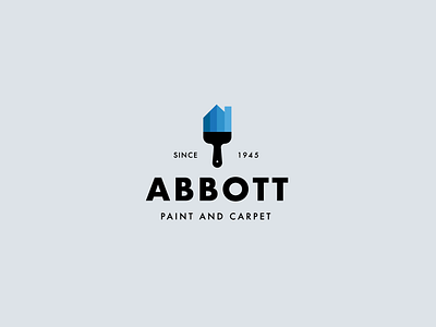 Abbott Paint & Carpet blue brush house logo logotype paint renovation