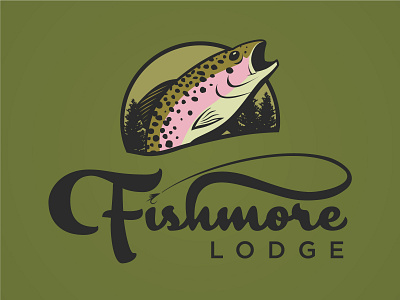 Fishmore Lodge design fish fishmore fishmore lodge fly fishing illustration lodge logo typography vector