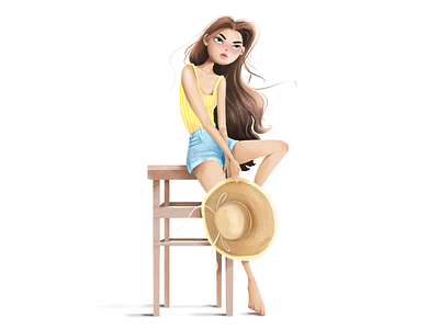 Let the summer begin beach vibes beautifull casual character character art cute digital illustration digitalart drawing girl girl illustration hairstyle illustration photoshop photoshop illustration summer summertime