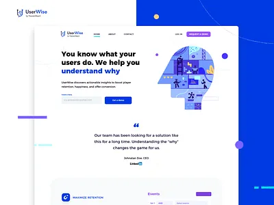 UserWise Website clean fireart fireart studio illustration interface landing page ui ux webdesign website