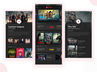 Steaming Mobile App android app banners cards design channels design details page entertainment homepage hulu ios app minimal movie netflix steaming tv show uidesign uxdesign zee