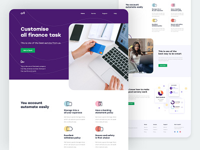 Finance Tasks- Landing Page Exploration 2020 2020 design 2020 trend 2020 trends 2020calendar business clean ui color creative design illustration landing page concept landing page design landing page exploration minimal minimalist typography ui ux web design