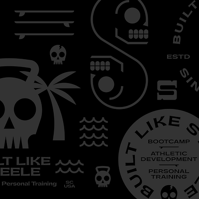 Built Like Steele -- Badges + Logos branding design fitness icon illustration logo minimal skull skull logo