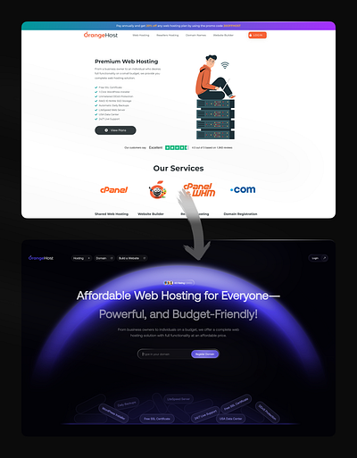 OrangeHost.com Website Redesign branding figma redesign uiux web design