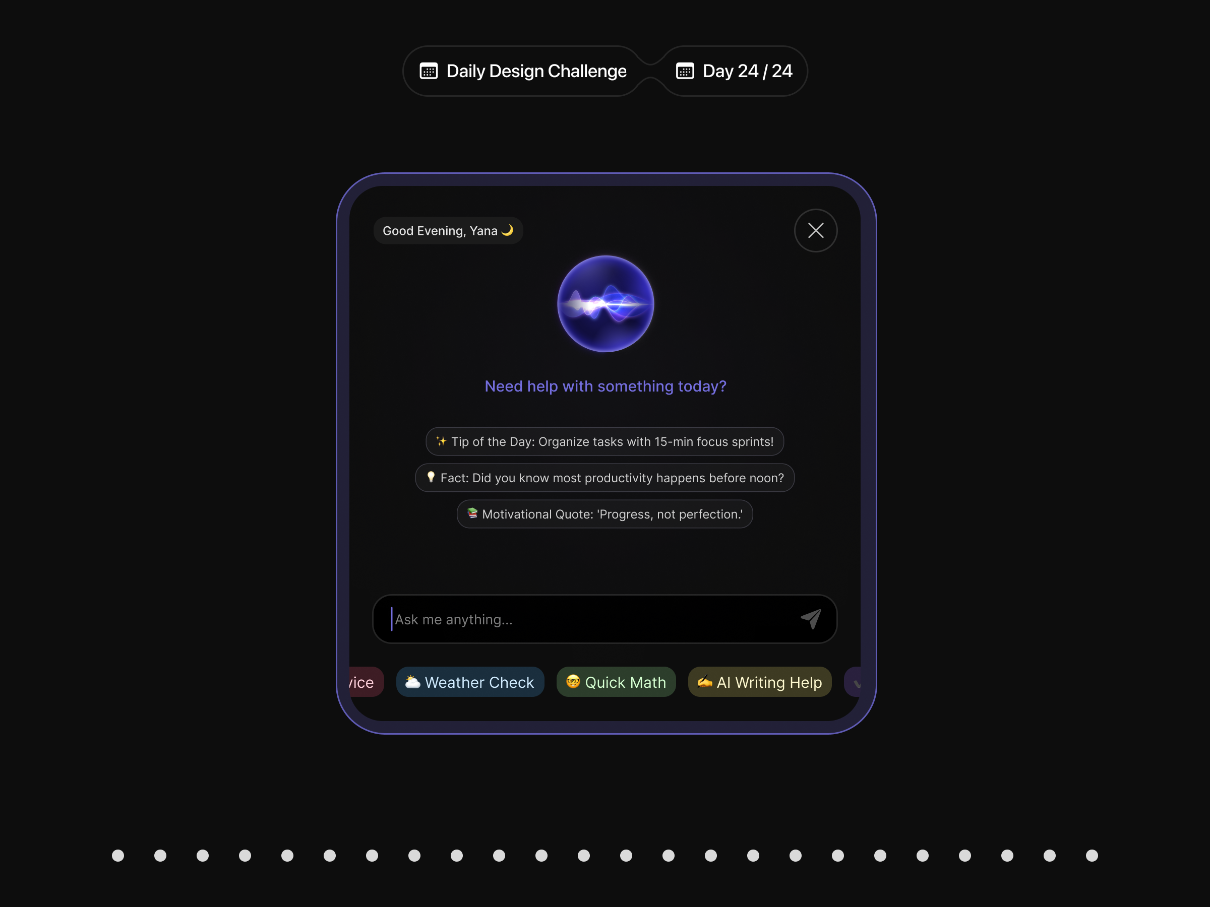 🧠 AI Assistant Widget for iOS | Daily Design Challenge ai ai assistant design challenge design concept ios ui ux widget