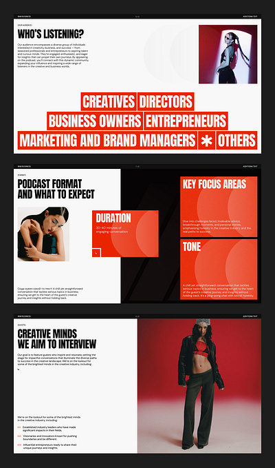 RAW BUSINESS - Creative Podcast Presentation branding concept design figma graphic design illustration logo ui web webdesign