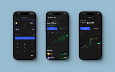 Crypto Exchange App Design app bitcoin convert crypto dark mode dashboard inspiration mobile swap trading ui