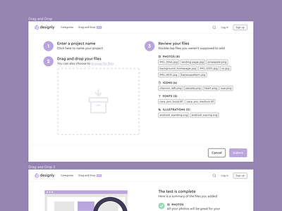 designly - Drag and Drop Page drag and drop figma form interactive user interface uxui web mockup