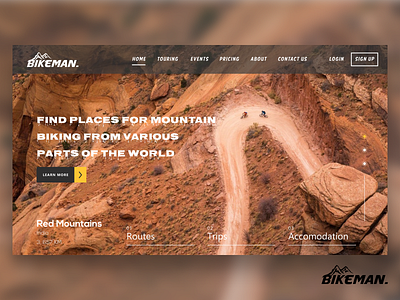 BIKEMAN (Landing Page) bicycle bike clean design dribbble landing page layout design mountain bike mountains nature product design typography ui ux website design