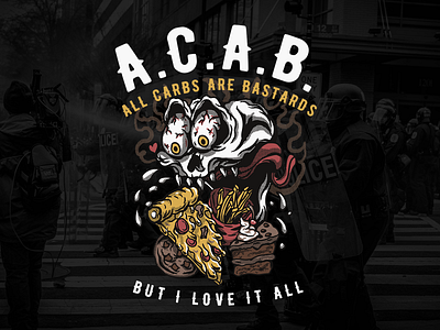 ACAB acab cake carbs food food illustration illustration pizza rat fink skull