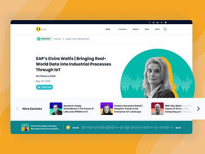 IoT For All Podcast Page Redesign carousel cutout image design media player photoshop podcast teal ui design webdesign